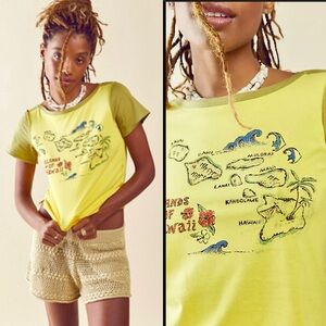 Free People Yellow Hawaii Graphic Tee